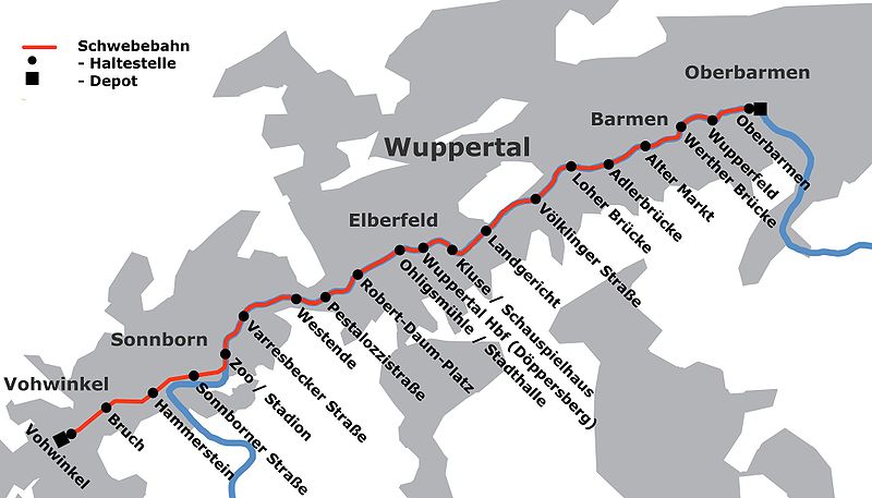 قطار فوبرتال المعلق 5 - محطات التوقف