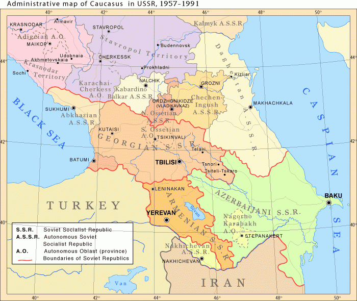 تقسيمات القوقاز في الإتحاد السوفياتي، 1952-1991