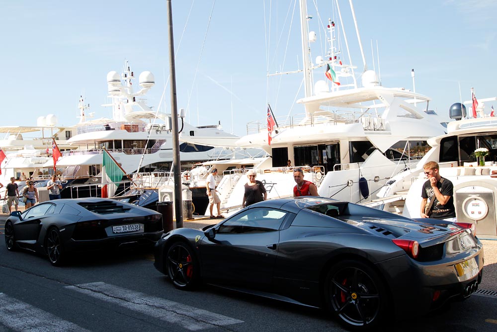 Super yachts and super cars in Cannes