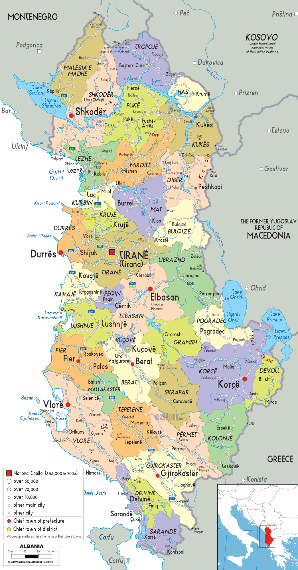 خريطة ألبانيا